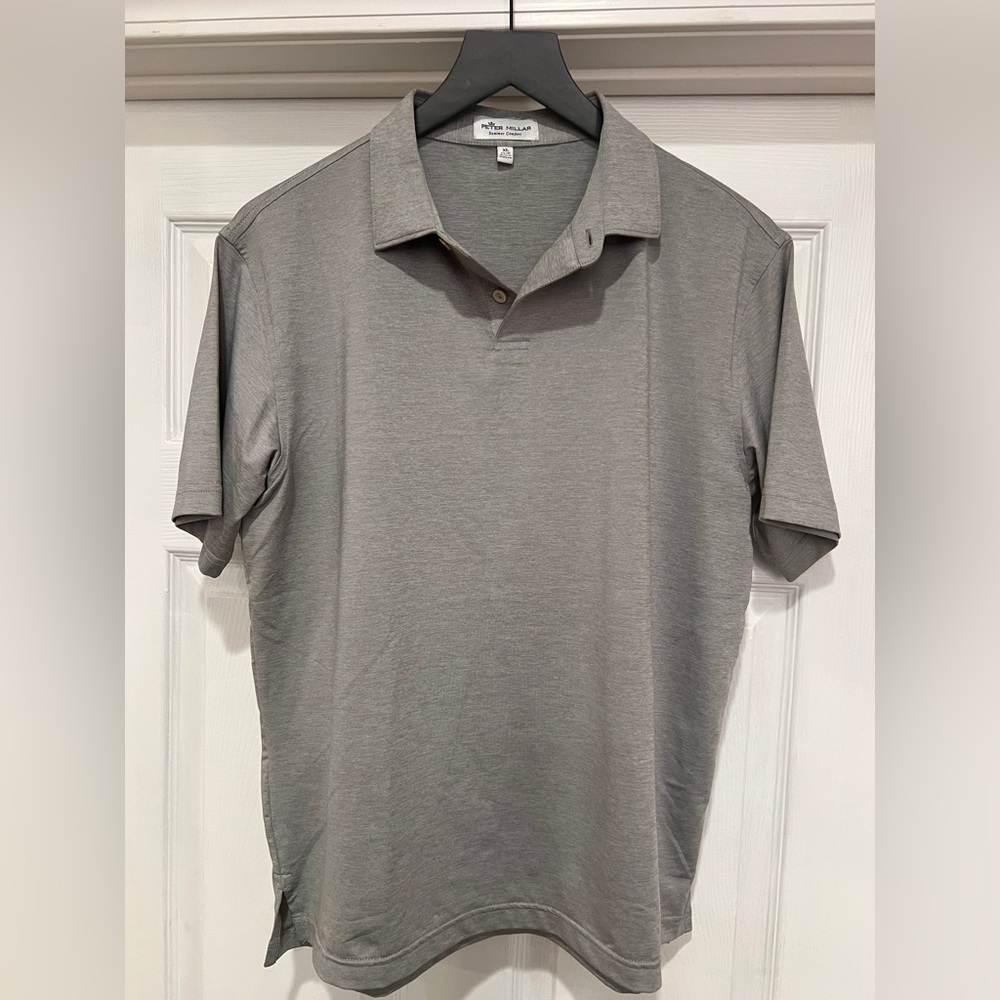 Peter Millar Men's Light Gray Polo Shirt - Classic Short Sleeve